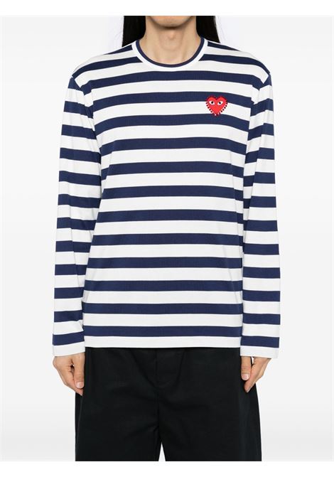 emblem t-shirt unisex navy  and white COMME DES GARÇONS PLAY | AX-T805-0511